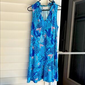 Beautiful blue Pappagallo stretch sleeveless dress